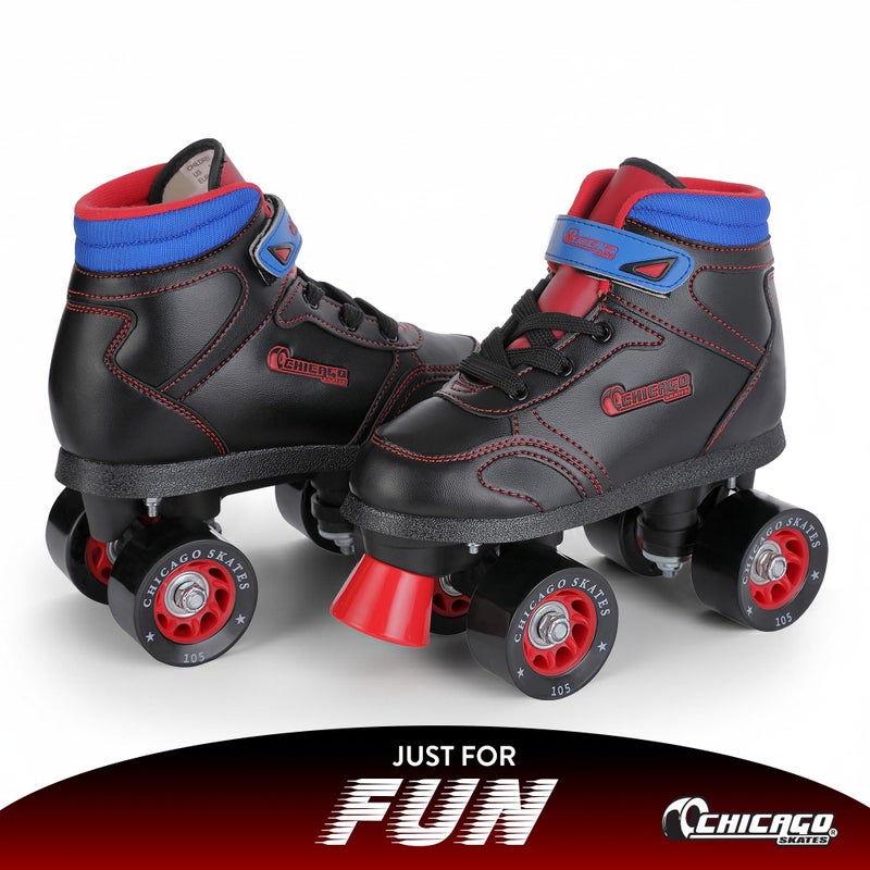 Chicago Skates Sidewalk Roller Skates â€“ Durable, Top Performance Indoor/Outdoor Use Skate Shoes for Girls & Boys, High-Top Boot Safety Youth Quad Skates, 60mm PU Wheels, Adjustable Chassis & Trucks - Image 2