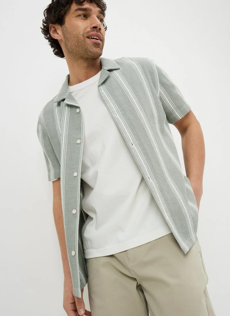 ماتلان Khaki Stripe Cheesecloth Shirt