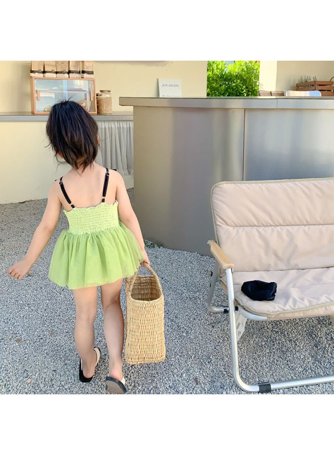 إسكدنيا Girls' Swimsuit Summer Style Western Style Baby Girl Children's Princess Children's Swimsuit Pants Hot Spring Beach Swimsuit-Color:Green (no Cap)- - Image 5