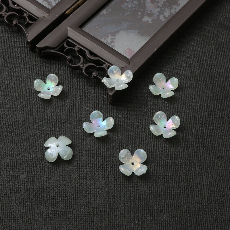 20 price acrylic imitation petals four-petal flower holder accessories handmade diy antique accessories Hanfu hairpin material light green four-petal flower 