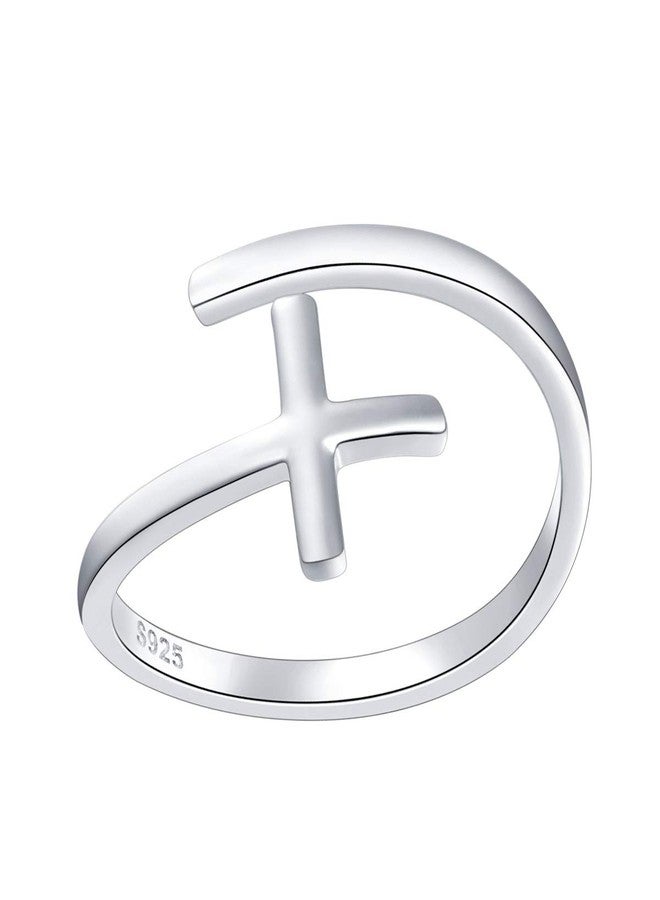 DAOCHONG Simple Cross Ring Sterling Silver Adjustable Cross Wrap Open Ring for Women Easter Gift - Image 1