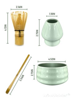 WinHolder 4 Piece Matcha Set, Traditional Handmade Tea Tool with Ceramic Bowl, Scoop, Prong Bamboo Matcha Whisk and Holder  - Image 2