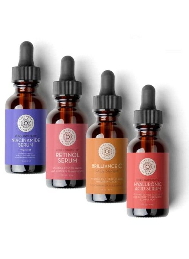 PURE BODY NATURALS - Facial Serum Set Hyaluronic Acid Serum Retinol Serum Vitamin C Serum And Vitamin B3 (Niacinamide) Serum A Perfect Serum Gift Set For Women Of All Ages - Image 1