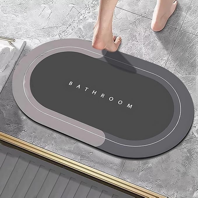 ALKAYAN Water Absorbing Anti Slip for Bathroom, Oval Bath Mat, Door Mat, Non-Slip Mat... - Image 4