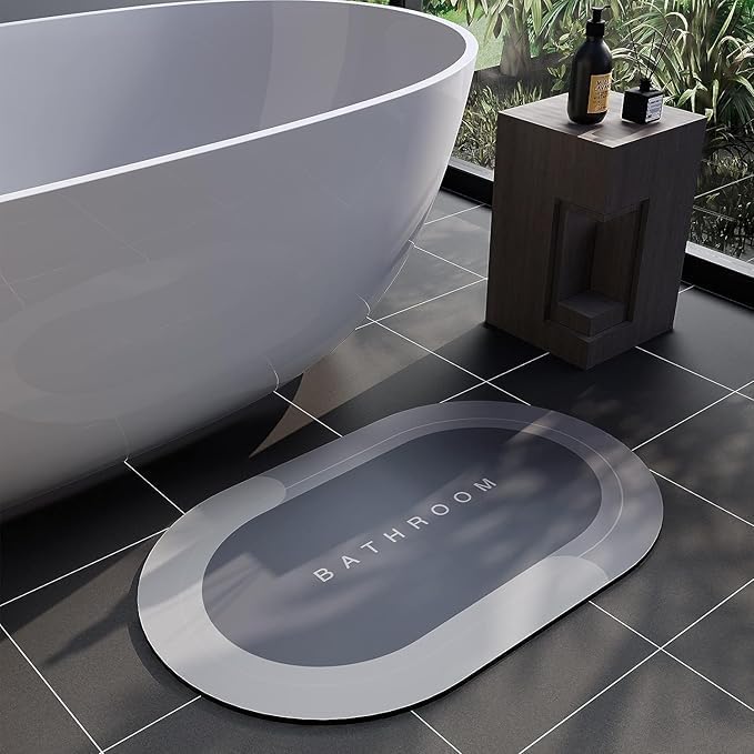 ALKAYAN Water Absorbing Anti Slip for Bathroom, Oval Bath Mat, Door Mat, Non-Slip Mat... - Image 3