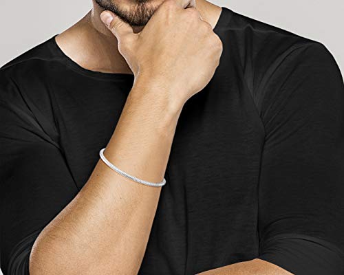 Miabella Italian 925 Sterling Silver Solid 3mm Snake Chain Bracelet for Women Men, Made in Italy (Length 8 Inches) - Image 4