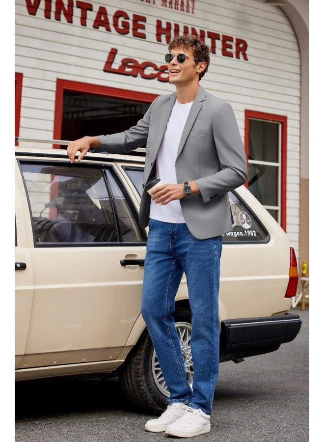 COOFANDY Mens Casual Sport Coats Blazers Two Button Formal Lightweight Suit Jacket Light Grey, L - Image 4