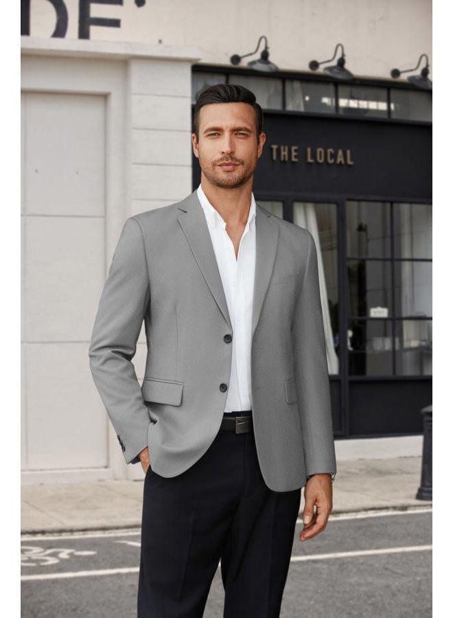 COOFANDY Mens Casual Sport Coats Blazers Two Button Formal Lightweight Suit Jacket Light Grey, L - Image 2