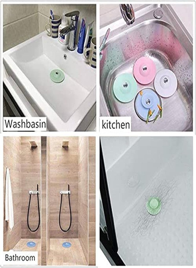 MADHYA Silicone Bathtub Strainers/Stopper, Hair Trap Catcher Protectors, Bathroom Drain Plug Drain Stopper, Shower Laundry Sink Drain Sink Cover, Laundry Sink Drain Stopper, Random Color, Pack of 4 - Image 4