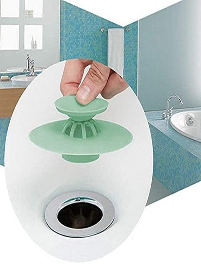 MADHYA Silicone Bathtub Strainers/Stopper, Hair Trap Catcher Protectors, Bathroom Drain Plug Drain Stopper, Shower Laundry Sink Drain Sink Cover, Laundry Sink Drain Stopper, Random Color, Pack of 4 - Image 2