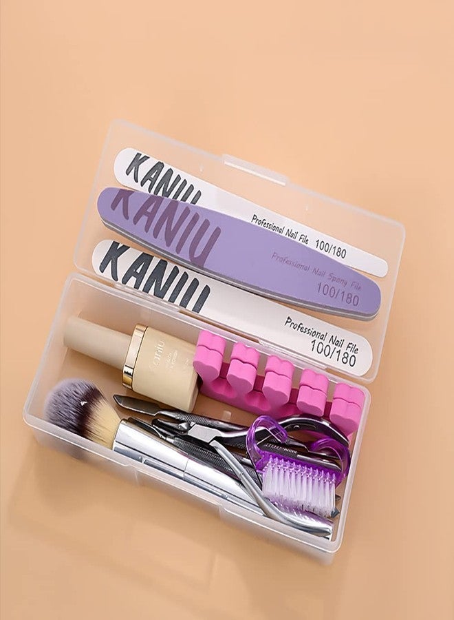 Yimaa 4 Pack Nail Tool Box Plastic Nail File Case Pedicure Container Storage Case Nail File Holder Box Clear Manicure Tool Box Nail Art Kits Tools - Image 5