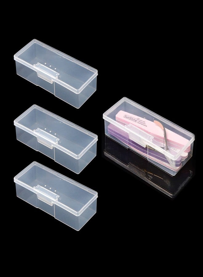 Yimaa 4 Pack Nail Tool Box Plastic Nail File Case Pedicure Container Storage Case Nail File Holder Box Clear Manicure Tool Box Nail Art Kits Tools - Image 1