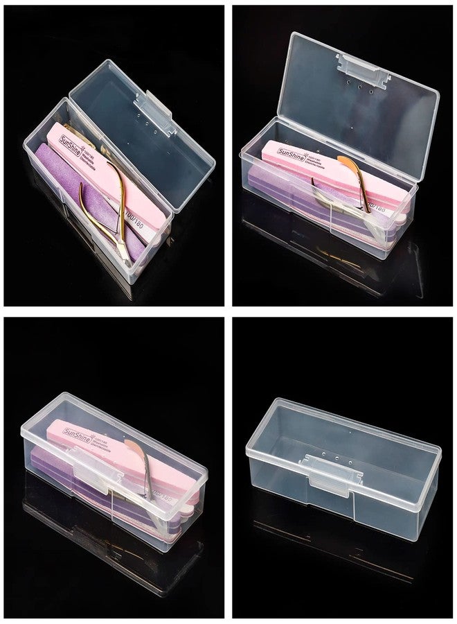 Yimaa 4 Pack Nail Tool Box Plastic Nail File Case Pedicure Container Storage Case Nail File Holder Box Clear Manicure Tool Box Nail Art Kits Tools - Image 3