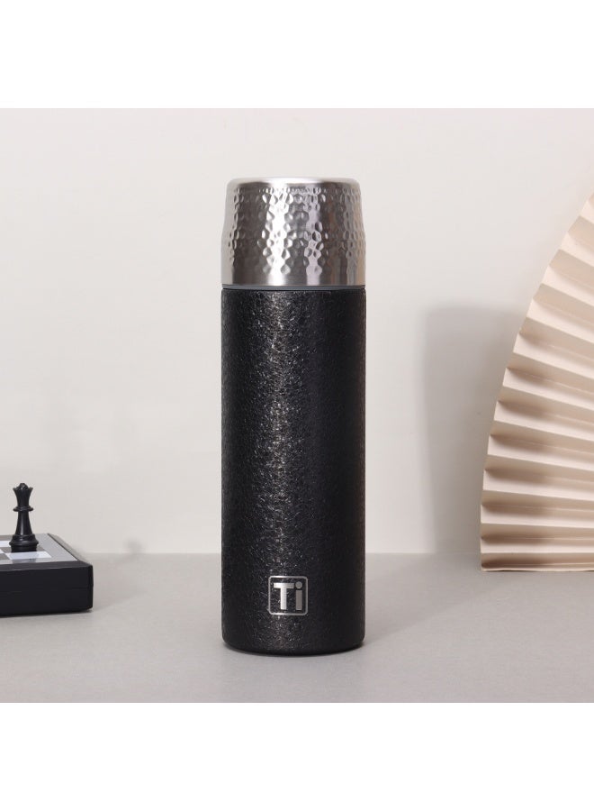 سكت شيكترو ترمس تيتانيوم مزدوج الجدار، سعة 450 مل، مناسب للقهوة والحليب والعصير والشاي (أسود) - Image 1