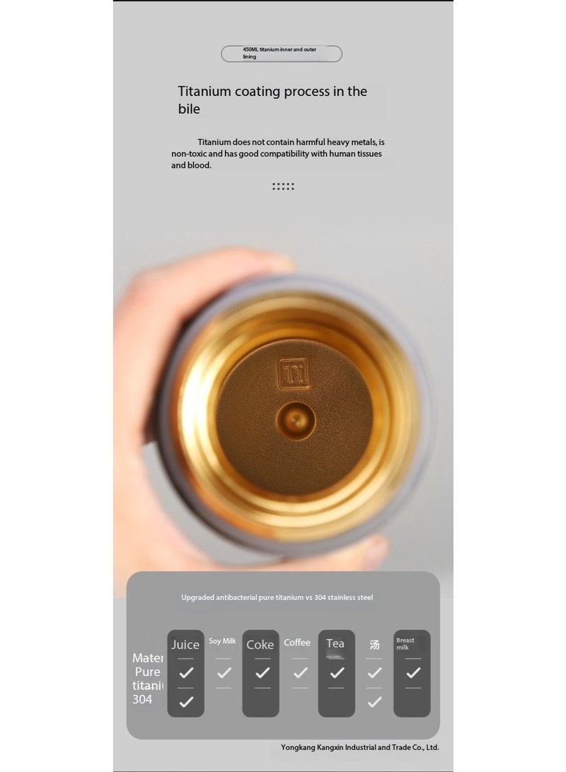 سكت شيكترو ترمس تيتانيوم مزدوج الجدار، سعة 450 مل، مناسب للقهوة والحليب والعصير والشاي (أسود) - Image 4