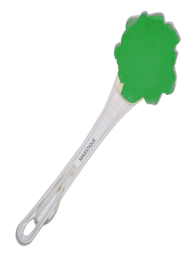 Majestique long handle Loofah With smooth grip Handle, Scrubber for Bath and Shower, Assorted Colours With Long Handle Back cleaner For Men & Women - Easy Reach Body Wash & Lotion Applicator (GREEN) - Image 1