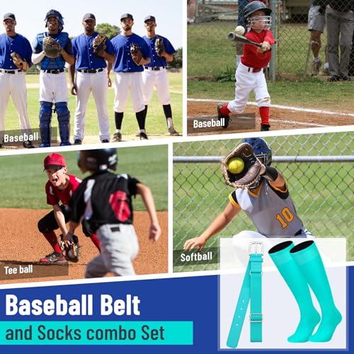 Ninsone Baseball Socks and Belt Combo Set for Youth Boys Girls Adult, Softball Tball Belt Socks with Elastic Belts - Image 5