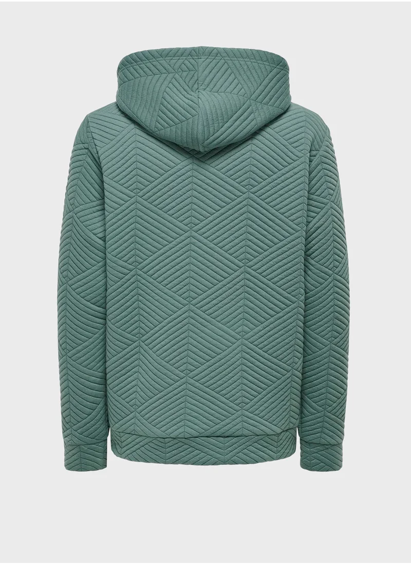 اونلي اند سانز Onskyle Logo Drawstring Quilted Hoodie