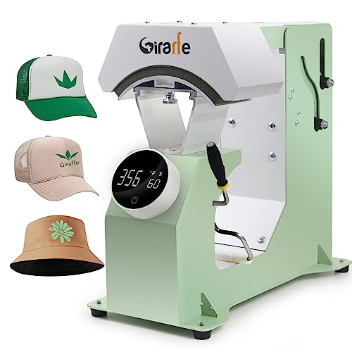 Giraffe Auto Hat Heat Press Machine, Automatic Hat Press Heat Machine for Caps T-Shirts Bags, DIY Sublimation Hat Press Cap Press Auto Open & Release & Digital Press Knob-Style Control Panel (Green) - Image 1