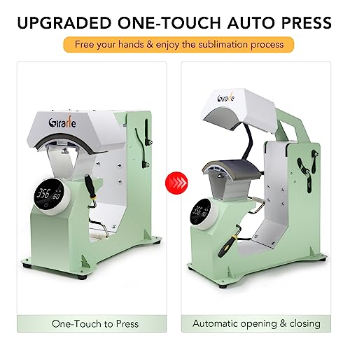 Giraffe Auto Hat Heat Press Machine, Automatic Hat Press Heat Machine for Caps T-Shirts Bags, DIY Sublimation Hat Press Cap Press Auto Open & Release & Digital Press Knob-Style Control Panel (Green) - Image 3