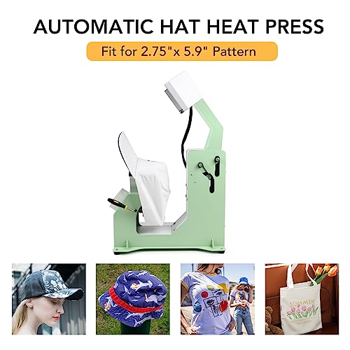Giraffe Auto Hat Heat Press Machine, Automatic Hat Press Heat Machine for Caps T-Shirts Bags, DIY Sublimation Hat Press Cap Press Auto Open & Release & Digital Press Knob-Style Control Panel (Green) - Image 2