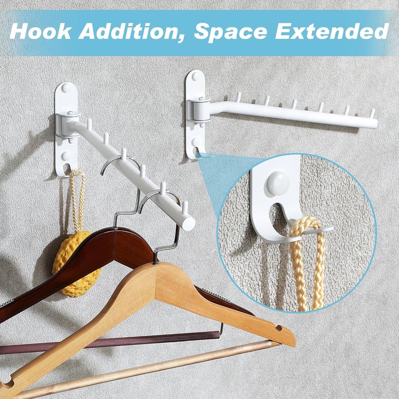 Alise Wall Mounted Drying Rack,Swivel Clothes Drying Rack Stainless Steel,Space Saving Clothes Hanger Rack,Heavty Duty Clothes Wall Drying Rack for Laundry Closet Bedroom/Bathroom,White - Image 3
