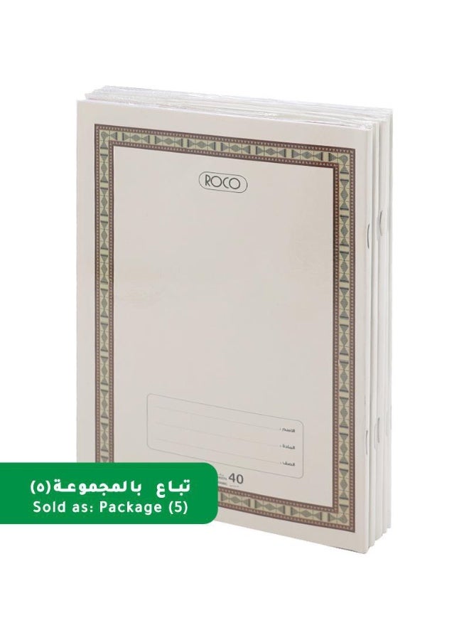 Rocco Roco Exercise Book Pack of - Framed on white cover, 5 cm, 22 x 16 dimensions (80 pages, 40 sheets, single ruled, Arabic, white) - Image 1