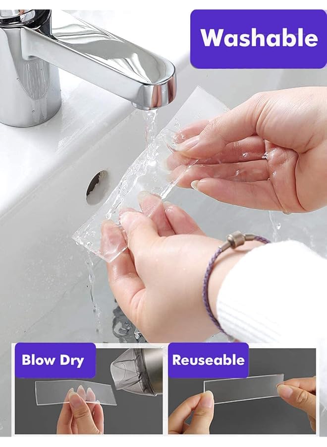 Double Sided Tape Transparent Washable Waterproof Strong Adhesive Tape Reusable Silicone Tape For Household And Industrial Use Heavy Duty Tape 3Mx3Cmx2Mm 2Pcs