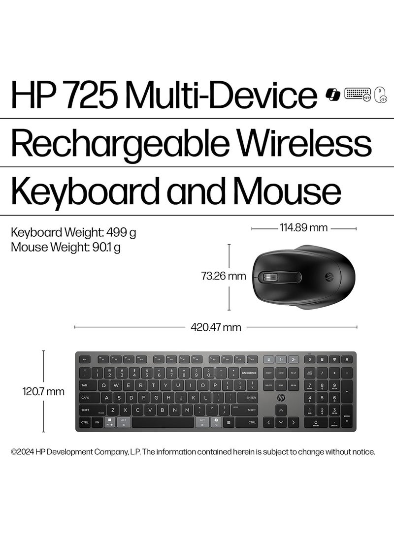 HP 720 Multi Device Rechargeable Wireless Keyboard And Mouse Combo 9t5a9aa Nightfall Nightfall black - Image 3