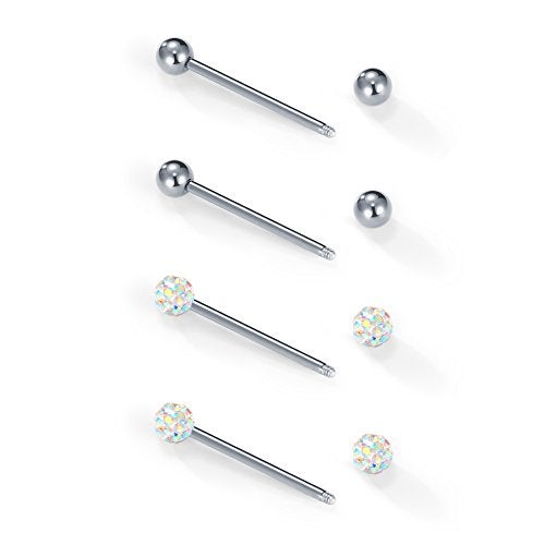 VCMART Nipple Rings Tongue Ring Surgical Steel Nipplerings Piercing Women Silver Barbells 14G 6 Pairs 1/2"(12mm) - Image 2