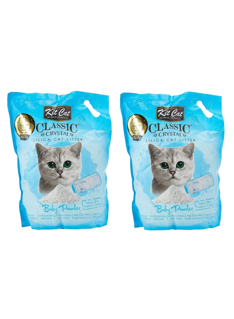 Kit Cat Classic Crystal Cat Litter Baby Powder 2X5L - Image 1