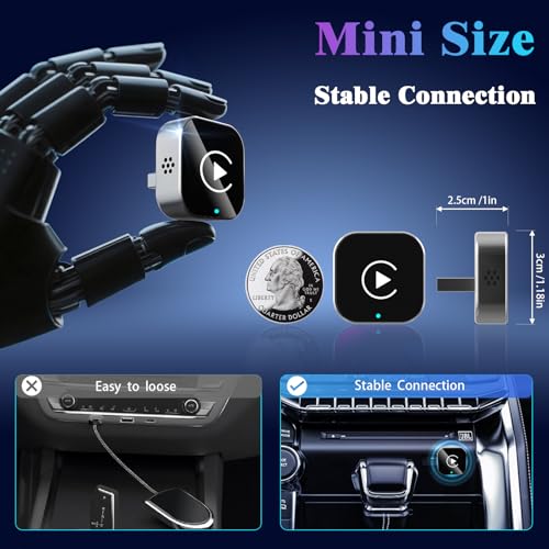 LULEENEMO 2026 Wireless CarPlay Adapter Upgrade Wired CarPlay to Wireless Mini USB Design for Cars with Builtin Wired Apple CarPlay Plug and Play Easy Use Fast Stable Connection Car Play for iPhone - Image 3