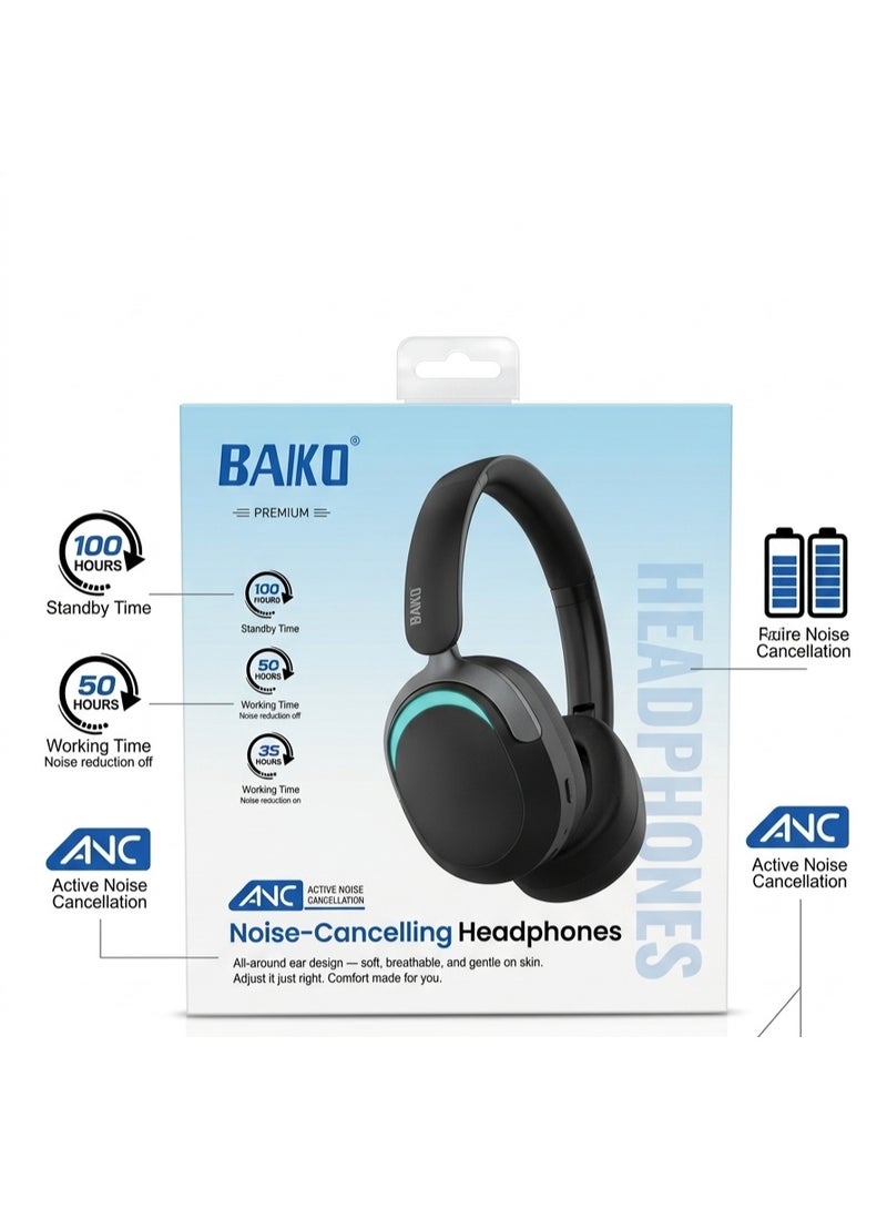 BAIKO HF06 ANC Active Noise Cancelling - Headphones BLACK Colour - Image 3