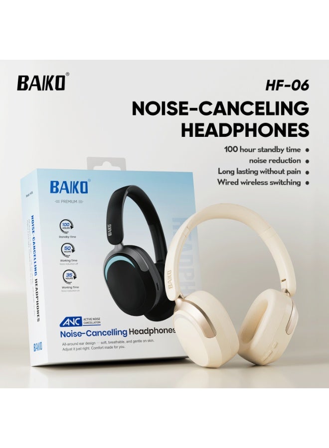 BAIKO HF06 ANC Active Noise Cancelling - Headphones BLACK Colour - Image 4