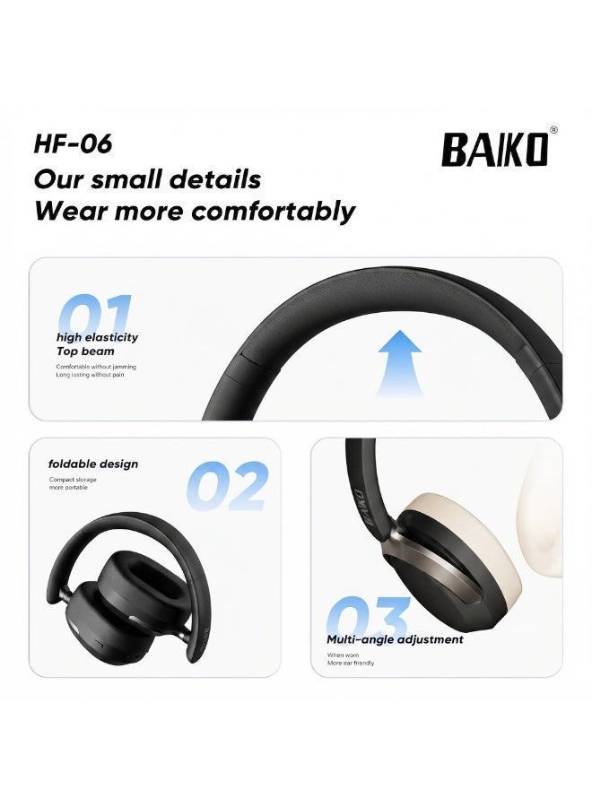 BAIKO HF06 Wireless Bluetooth 6.0 Headphones With Active Noise Cancelling, 50H Playtime, Deep Bass, Type-C Fast Charging, Over-Ear Comfort For Travel And Gaming - Image 2