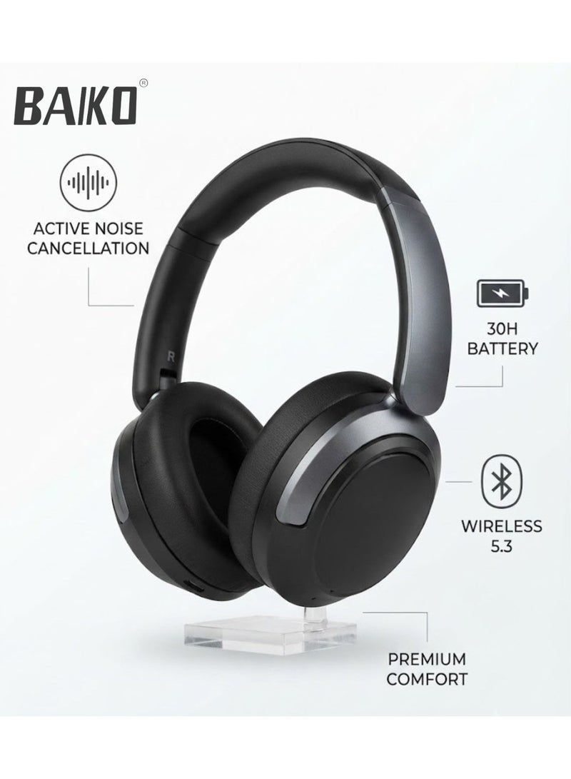 BAIKO HF06 Wireless Bluetooth 6.0 Headphones With Active Noise Cancelling, 50H Playtime, Deep Bass, Type-C Fast Charging, Over-Ear Comfort For Travel And Gaming - Image 4
