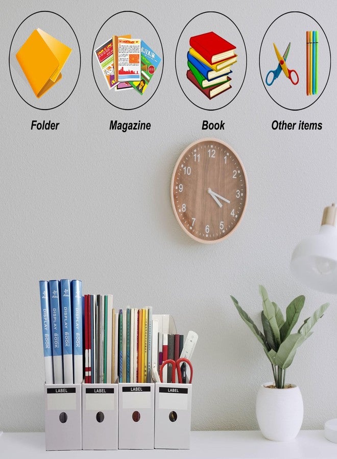 Limitliho 24 Pack White Cardboard Magazine File Holder for Desk, Shelves, Office or Home, Vertical Book Bins for Classroom and Library Use, 10.6'' H×10.2'' L ×3.5''W Folder Organizer Box - Image 3