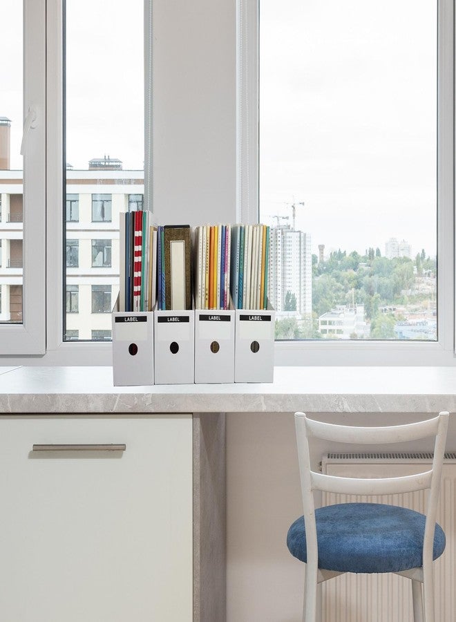 Limitliho 24 Pack White Cardboard Magazine File Holder for Desk, Shelves, Office or Home, Vertical Book Bins for Classroom and Library Use, 10.6'' H×10.2'' L ×3.5''W Folder Organizer Box - Image 5