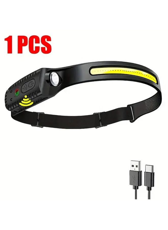 مصباح أمامي LED بحساس حركة قابلة لإعادة الشحن عبر USB 3 أوضاع سطوع قابل للتعديل ضوء أحمر T268 - Image 1