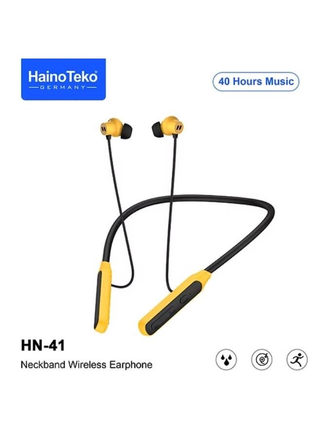 Haino Teko HN 41 Bluetooth Wireless Neckband Earphone with Mic 40 Hour Music and Super Bass Sound - Image 1