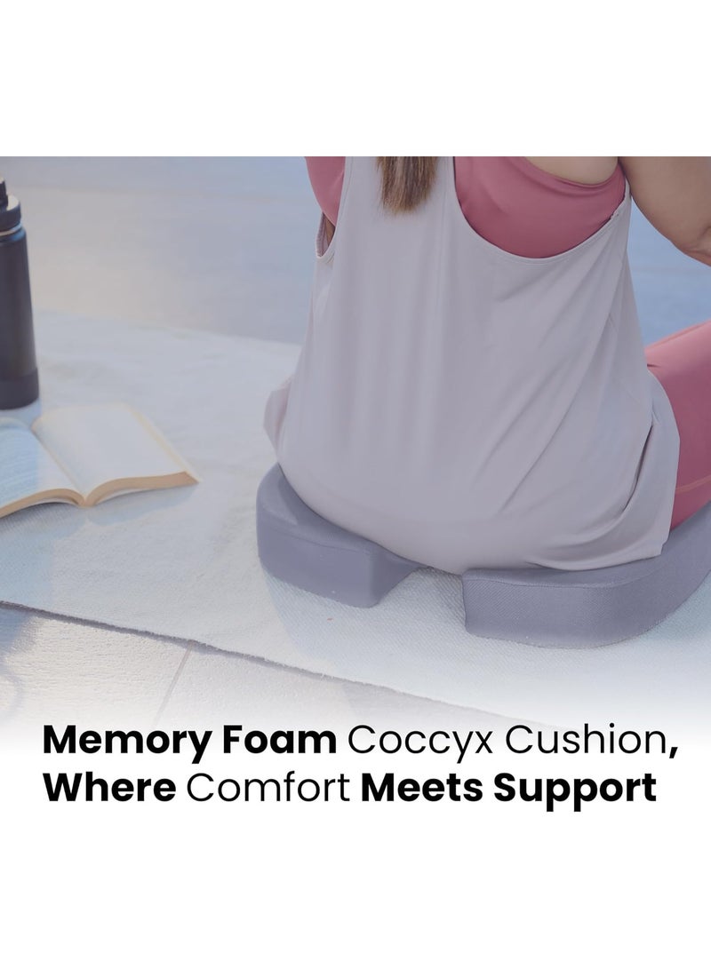 CareFoam Memory Foam Coccyx Seat Cushion for Tailbone Pain | 2 Years Warranty | Sciatica, Back Pain Relief - Orthopedic Chair Cushions | 18 x 14 x 3 Inch | Grayish Blue - Image 2