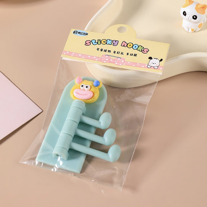 Multifunctional Cartoon Hooks Seamless Student Dorm Green (yellow funny doll)