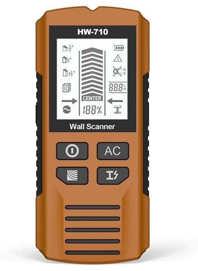 أداة كاشف الحائط والمعدن 5 في 1 – جهاز متعدد الوظائف بشاشة LCD عالية الدقة وإنذار صوتي – مستشعر عالي الحساسية للعثور على الدعامات، والمعادن، والأسلاك الحية – مثالي لأعمال الصيانة المنزلية والكهرباء. - Image 1