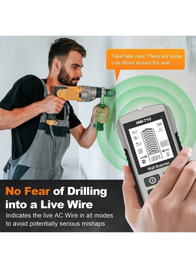 أداة كاشف الحائط والمعدن 5 في 1 – جهاز متعدد الوظائف بشاشة LCD عالية الدقة وإنذار صوتي – مستشعر عالي الحساسية للعثور على الدعامات، والمعادن، والأسلاك الحية – مثالي لأعمال الصيانة المنزلية والكهرباء. - Image 2