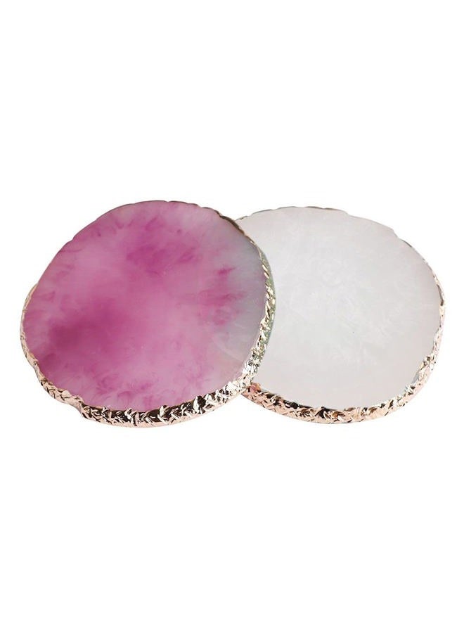 Pengxiaomei 2 Pcs Resin Nail Art Palette, Nail Art Painting Mixed Color Palettes Gold Edge Nail Holder Nail Art Display Board (Purple, White) - Image 1