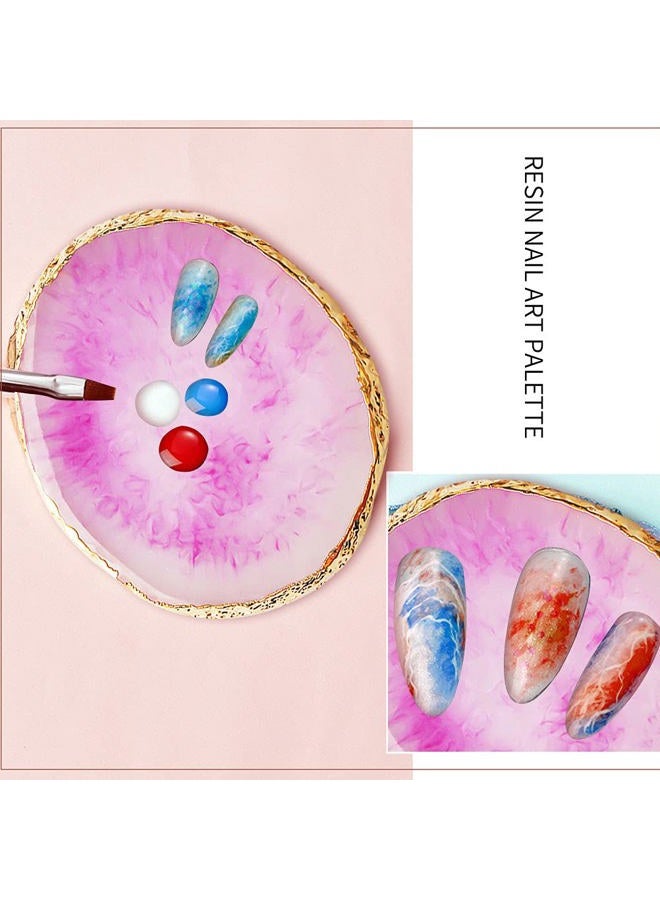 Pengxiaomei 2 Pcs Resin Nail Art Palette, Nail Art Painting Mixed Color Palettes Gold Edge Nail Holder Nail Art Display Board (Purple, White) - Image 5