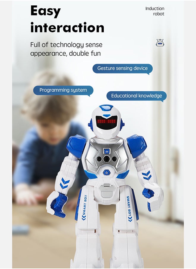 Arabest - Children's Remote Control Robot Toys, Large Programmable Remote Control Intelligent Walking and Dancing Robot Toy Gift with Gesture and Sensing Functions (Blue) - Image 1