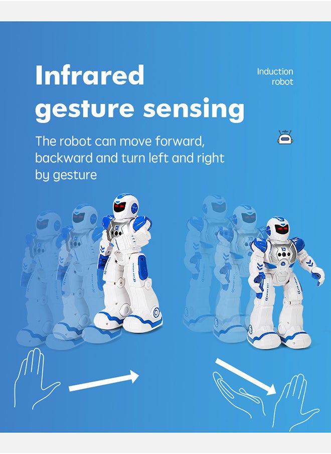 Arabest - Children's Remote Control Robot Toys, Large Programmable Remote Control Intelligent Walking and Dancing Robot Toy Gift with Gesture and Sensing Functions (Blue) - Image 1