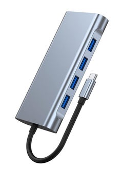 Generic 11 in 1 Type C Hub Aluminum Alloy with USB2.0 USB3.0 HD VGA PD RJ45 SD TF Card Ports 3.5mm Audio Interface Grey  - Image 1