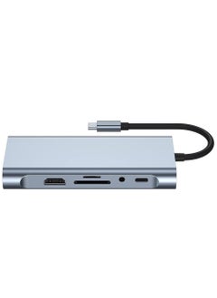 Generic 11 in 1 Type C Hub Aluminum Alloy with USB2.0 USB3.0 HD VGA PD RJ45 SD TF Card Ports 3.5mm Audio Interface Grey  - Image 2